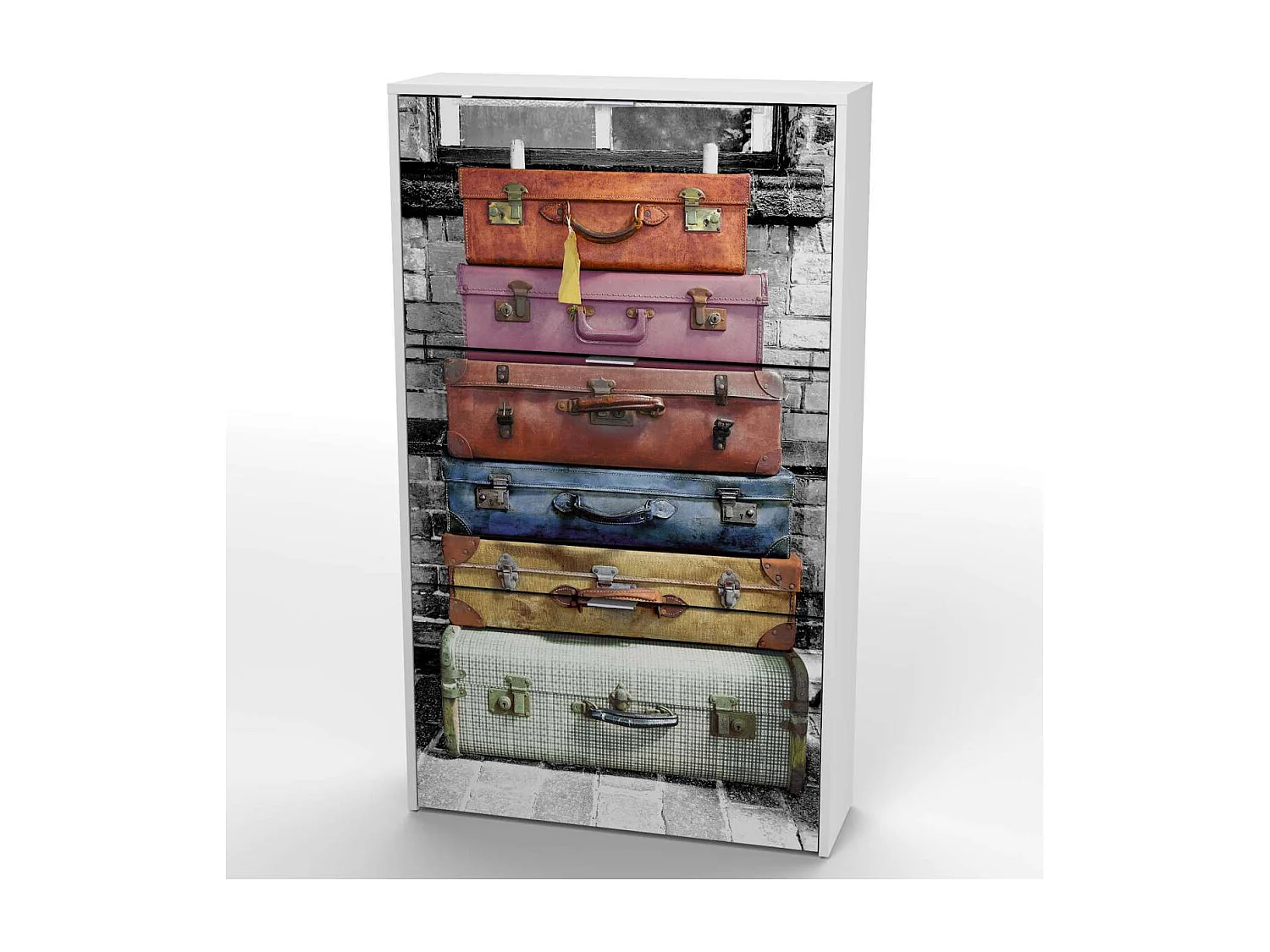 Armario Zapatero 3 trampones Maletas acabado blanco 60cm(ancho) 117cm(altura) 23.5cm(fondo