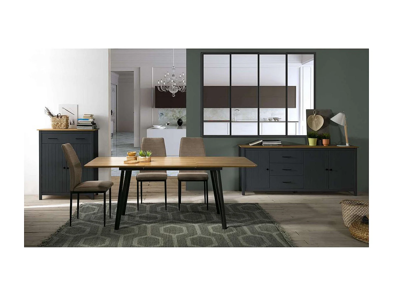 Mueble auxiliar 2 puertas 1 cajón Mariana acabado azul 110 cm(alto) 90 cm(ancho) 40 cm(la