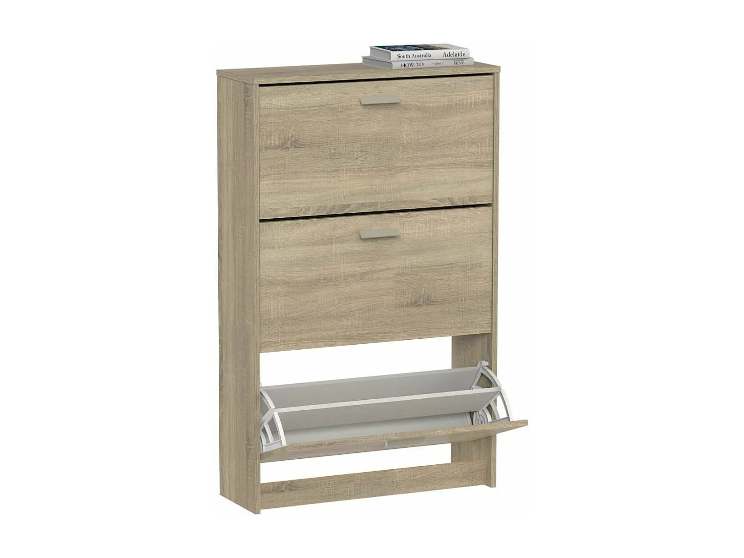 Zapatero 3 trampones Toledo en roble cambrian. 74cm(ancho) 119.5cm(altura) 25cm(fondo)