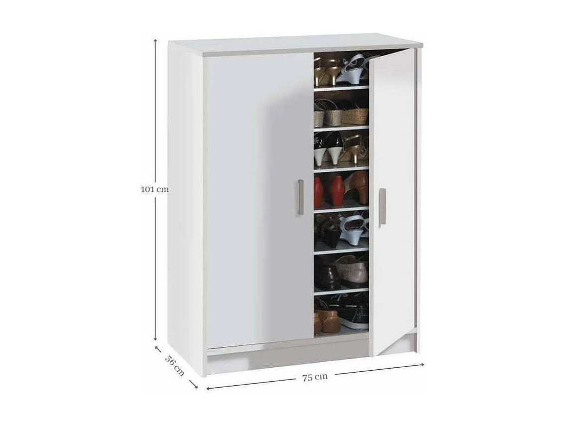 Armario multiusos 2 puertas Lassie en blanco, 75cm(ancho) 101cm(altura) 36cm(fondo)