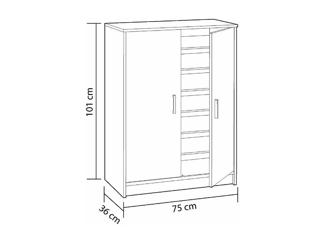 Armario multiusos 2 puertas Lassie en blanco, 75cm(ancho) 101cm(altura) 36cm(fondo)