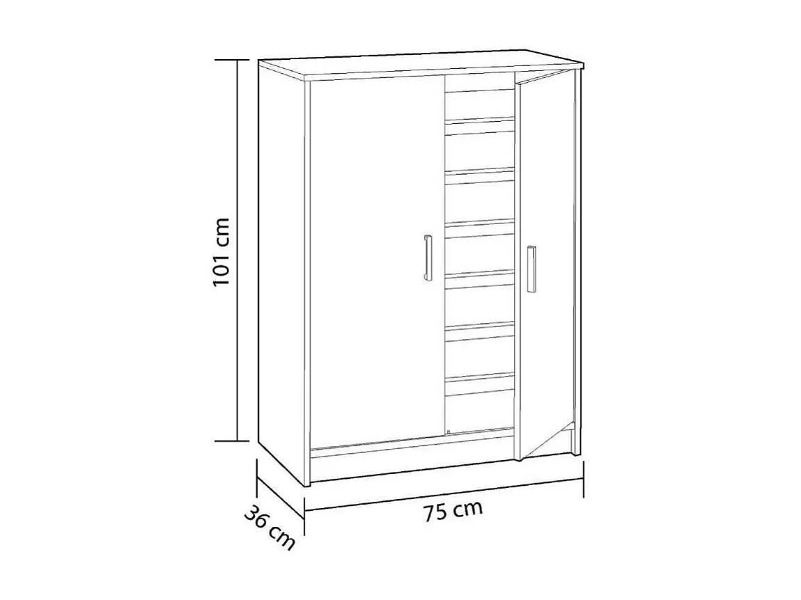 Armario multiusos 2 puertas Lassie en blanco, 75cm(ancho) 101cm(altura) 36cm(fondo)