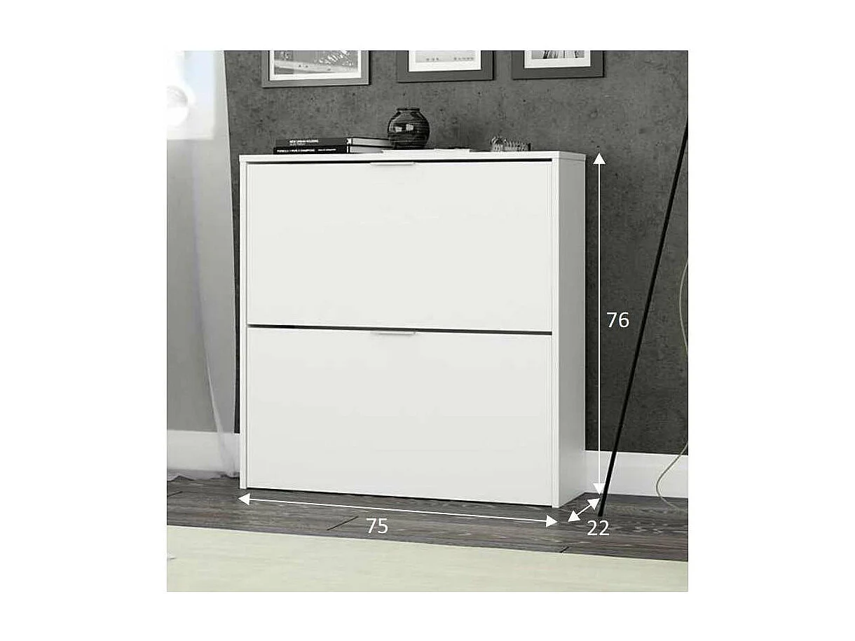 Zapatero 2 trampones Almanzora acabado blanco, 75 cm(ancho) 76 cm(altura) 22 cm(fondo)