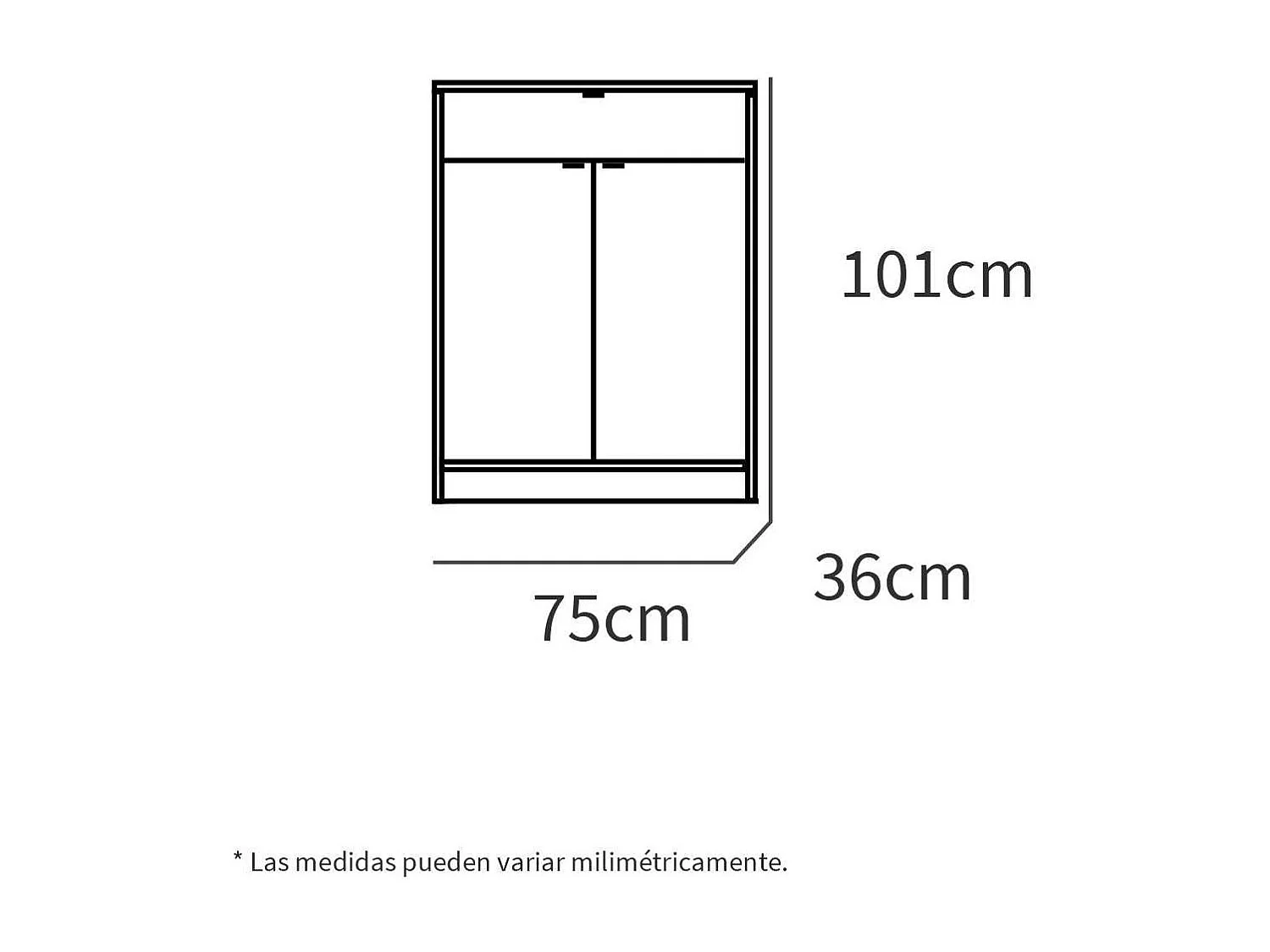 Armario Zapatero o recibidor Berlin en blanco y roble. 75 cm(ancho) 101 cm(altura) 36 cm(f