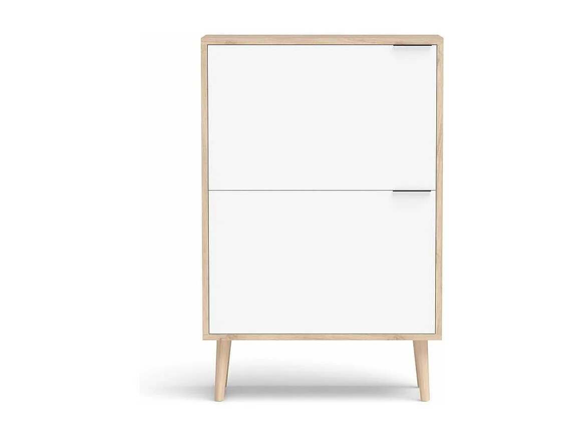 Zapatero 2 trampones modelo 527 acabado roble claro/blanco, 92x60x25 (alto x ancho x fondo