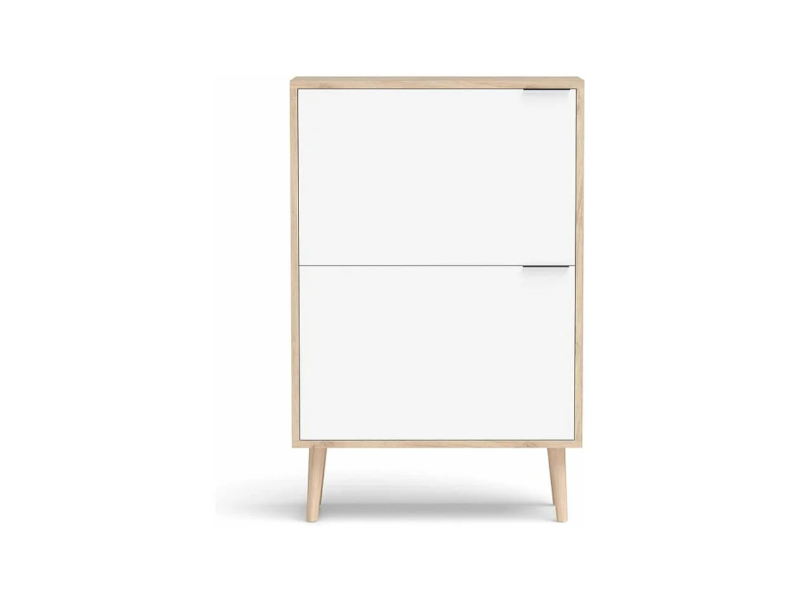 Zapatero 2 trampones modelo 527 acabado roble claro/blanco, 92x60x25 (alto x ancho x fondo
