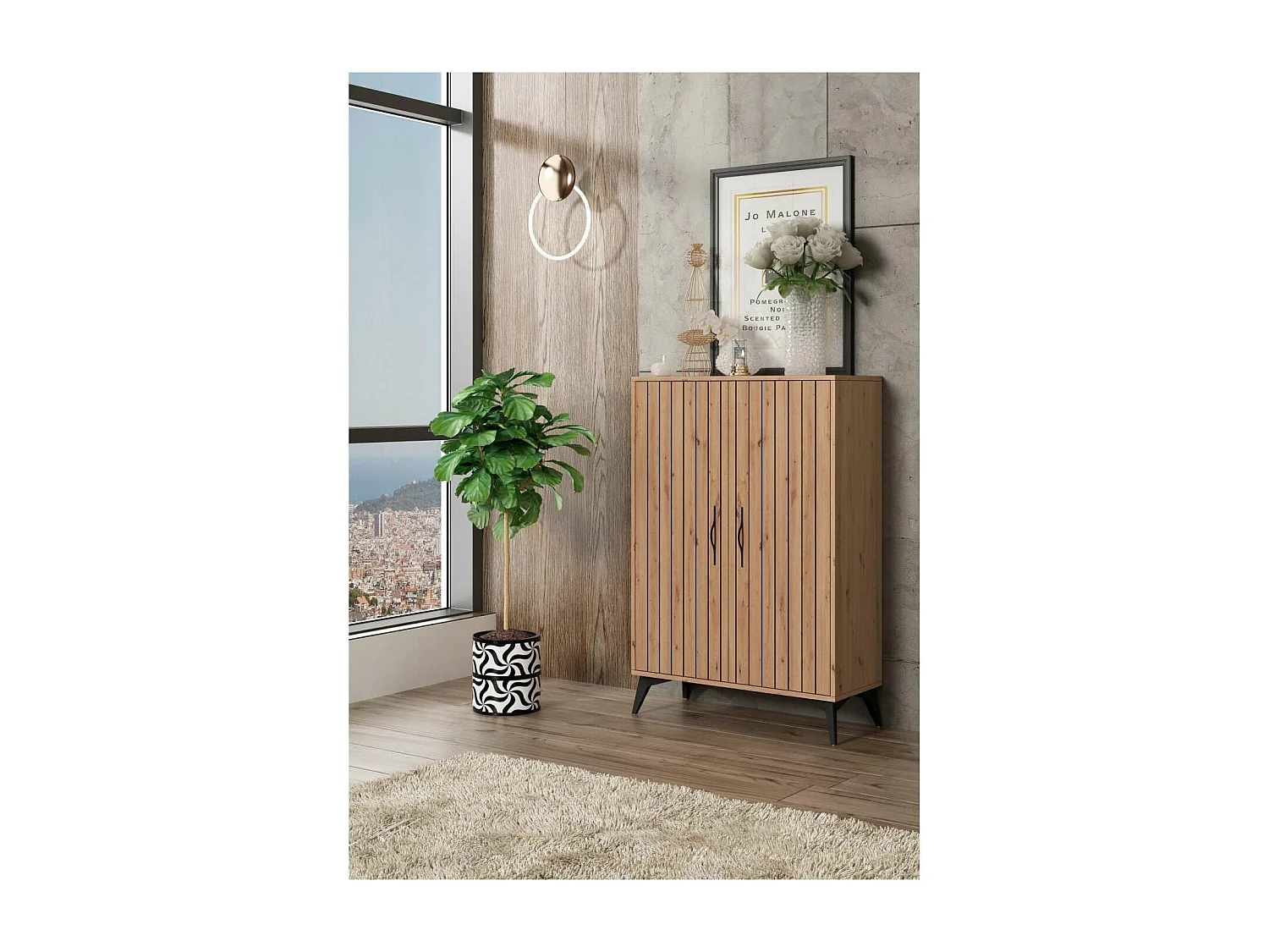 Armario zapatero 2 puertas Alicia en color roble amazonia. 80cm(ancho) 115cm(altura) 33cm(