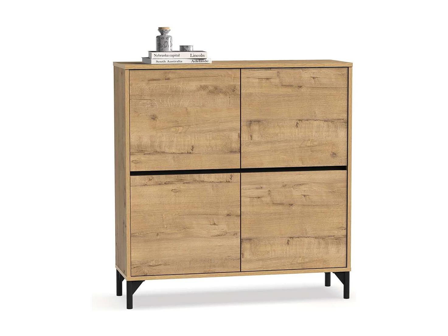 Zapatero 4 puertas Tokio en roble gold. 101cm(ancho) 96.5cm(altura) 33cm(fondo)