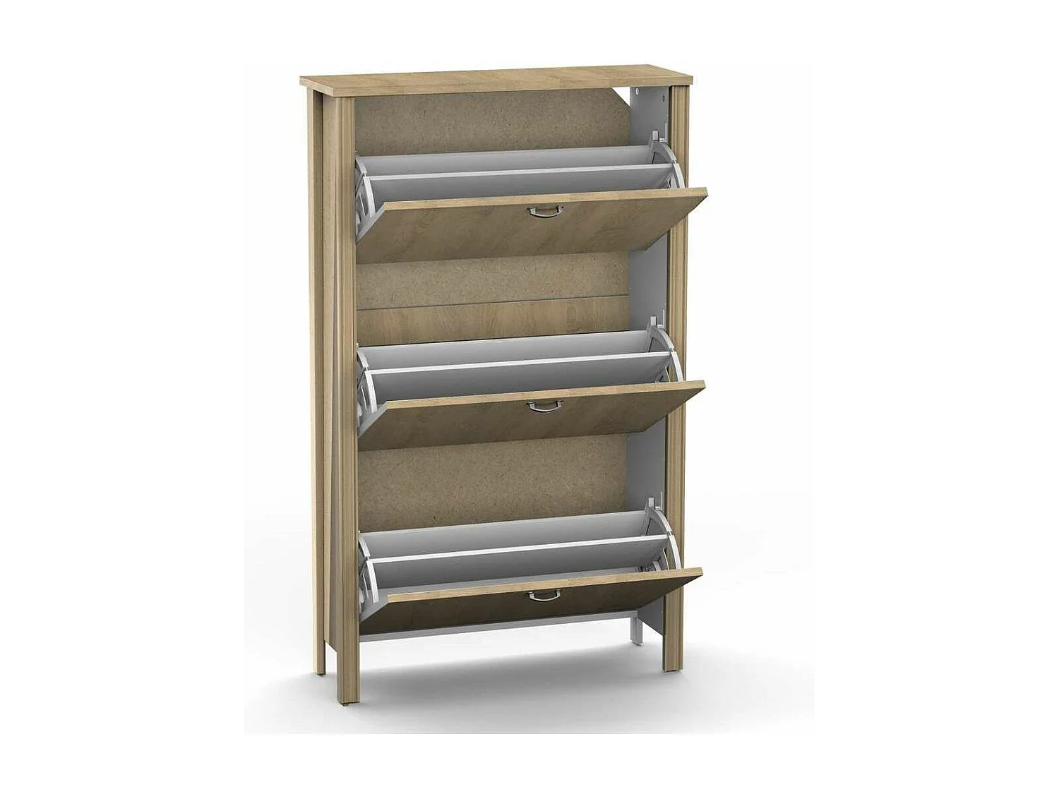 Armario Zapatero 3 trampones Md-Vita acabado roble aserrado letras, 81cm(ancho) 135cm(altu