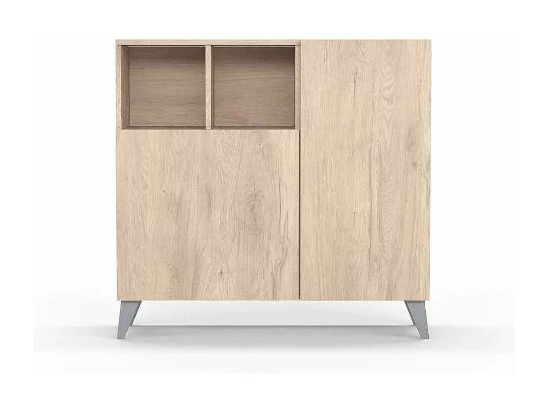 Zapatero modelo 510, acabado roble claro, patas gris, 90x90x26 (alto x ancho x fondo)