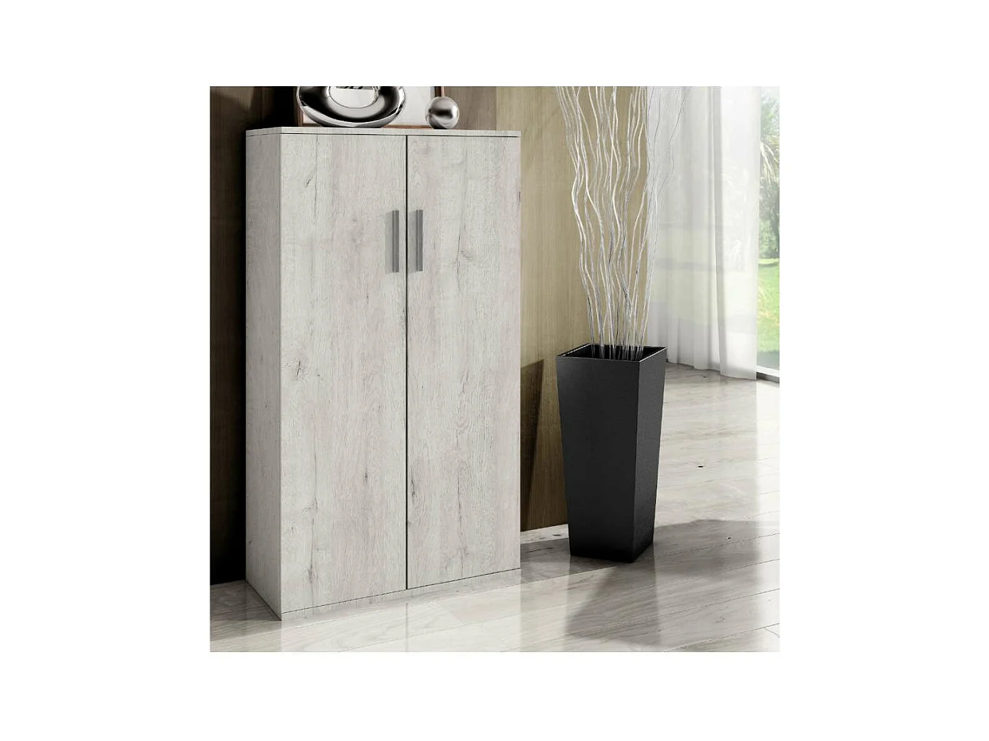 Armario zapatero 2 puertas Ariadna en color ártico. 60cm(ancho) 120cm(altura) 33cm(fondo)