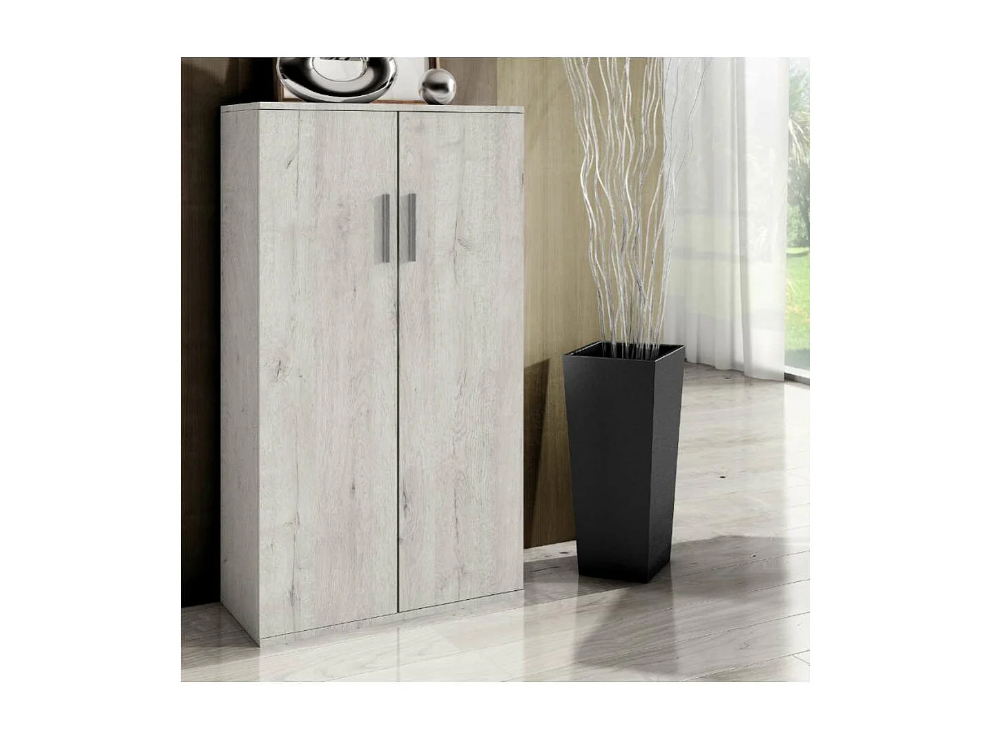 Armario zapatero 2 puertas Ariadna en color ártico. 60cm(ancho) 120cm(altura) 33cm(fondo)