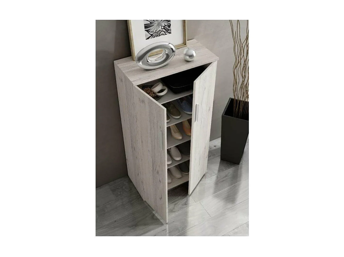 Armario zapatero 2 puertas Ariadna en color ártico. 60cm(ancho) 120cm(altura) 33cm(fondo)