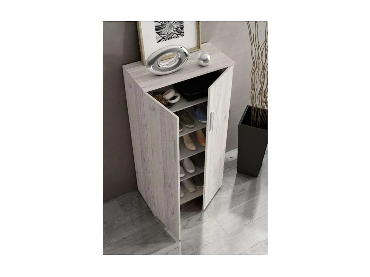 Armario zapatero 2 puertas Ariadna en color ártico. 60cm(ancho) 120cm(altura) 33cm(fondo)