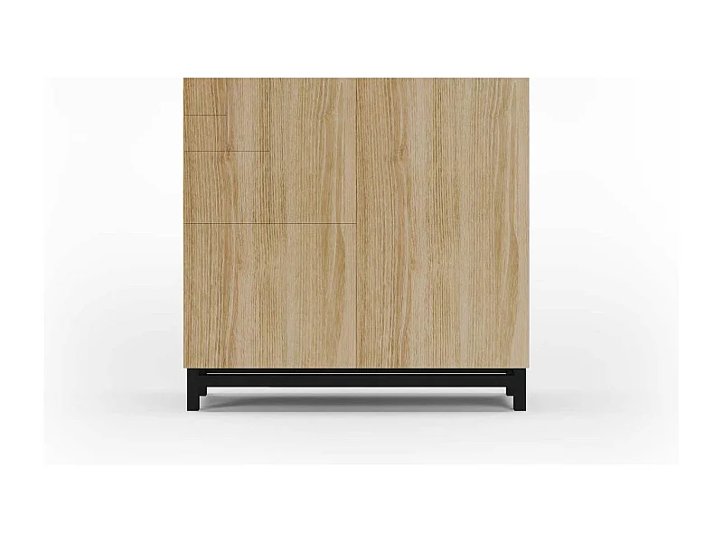 Zapatero 2 puertas modelo 513 acabado roble oscuro patas negras, 90x90x27 (alto x ancho x