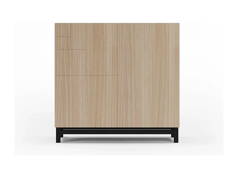 Zapatero 2 puertas modelo 513 acabado nogal oscuro patas negras, 90x90x27 (alto x ancho x