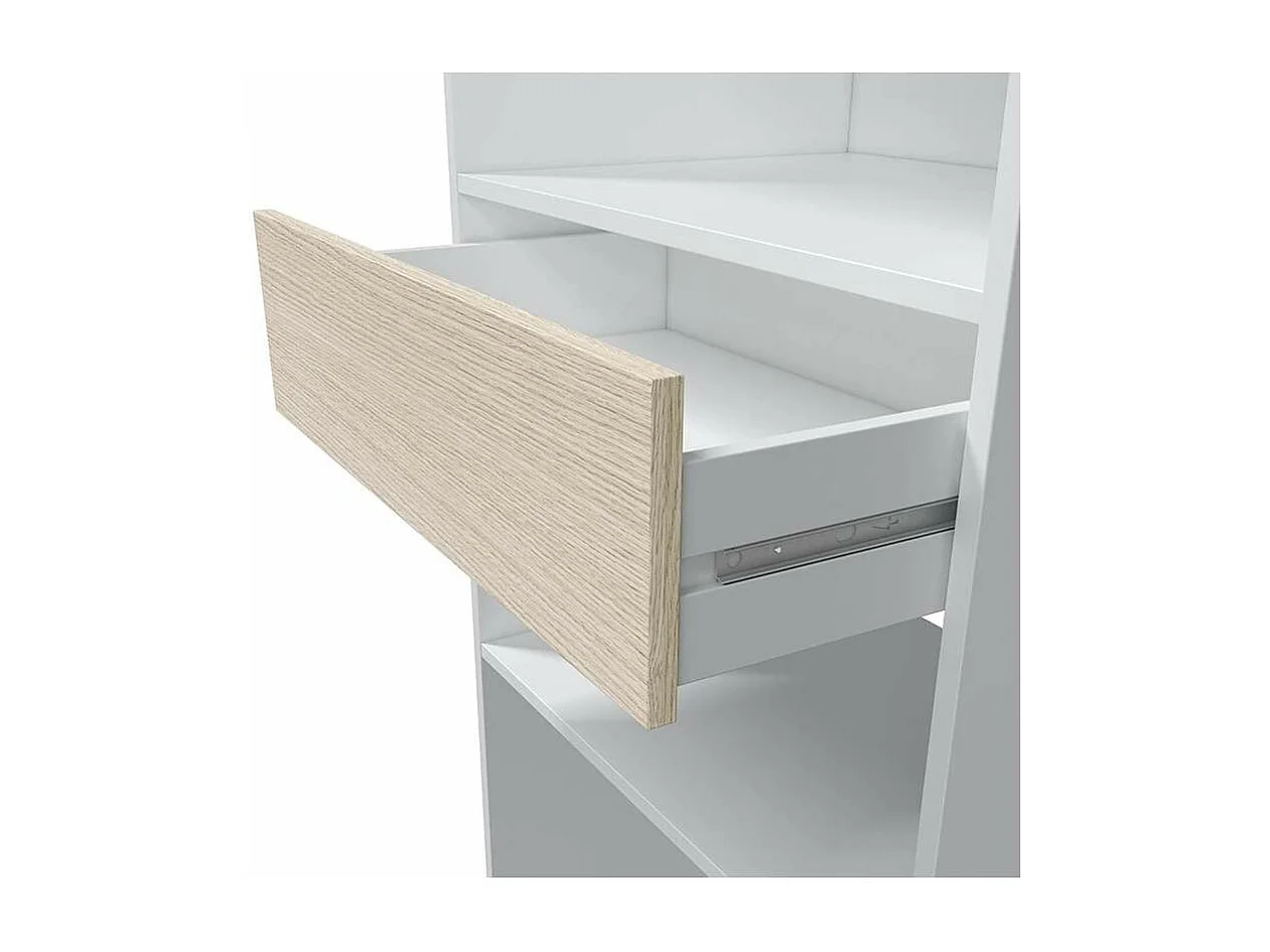 Armario vestidor Elfos con estantes y un cajón y 2 barras de colgar blanco roble 187 cm a