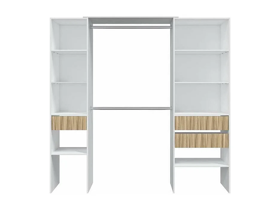 Armario vestidor Tempo con 3 cajones y 2 barras de colgar color blanco/natur. 187 cm alto