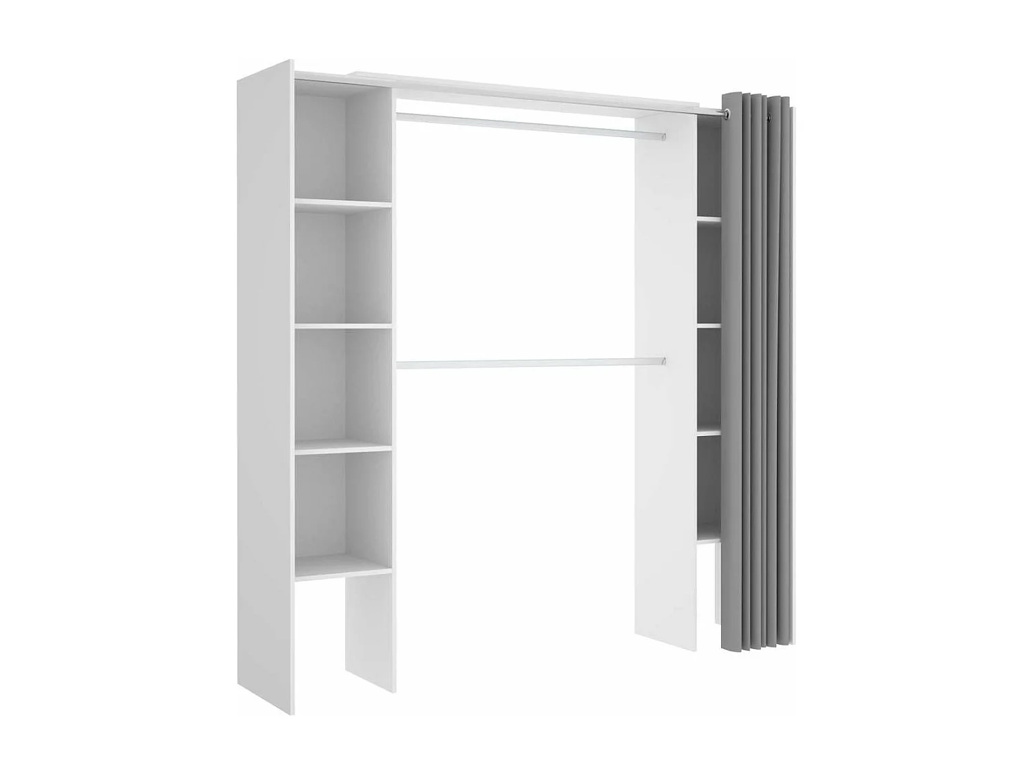 Vestidor Siles para dormitorio con cortina y baldas en blanco 205-203 cm(alto)180 cm(ancho