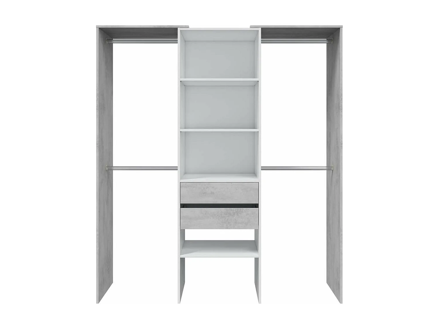 Vestidor para dormitorio con baldas y dos cajones acabado blanco artik/cemento, 202cm(alto