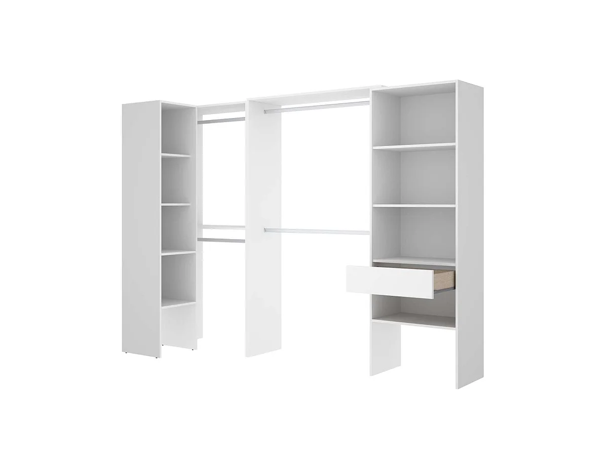 Vestidor de rincón Luz 3 color blanco, 248cm(ancho) 79.5cm(fondo) 187cm(alto).