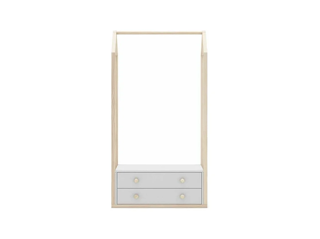 Perchero vestidor para dormitorio Dylan 2 cajones en blanco/cera blanca, 170cm(alto) 80cm(