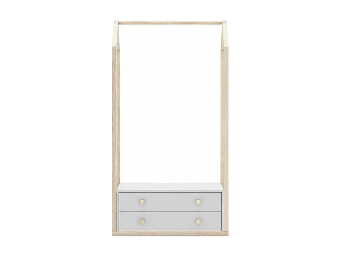 Perchero vestidor para dormitorio Dylan 2 cajones en blanco/cera blanca, 170cm(alto) 80cm(