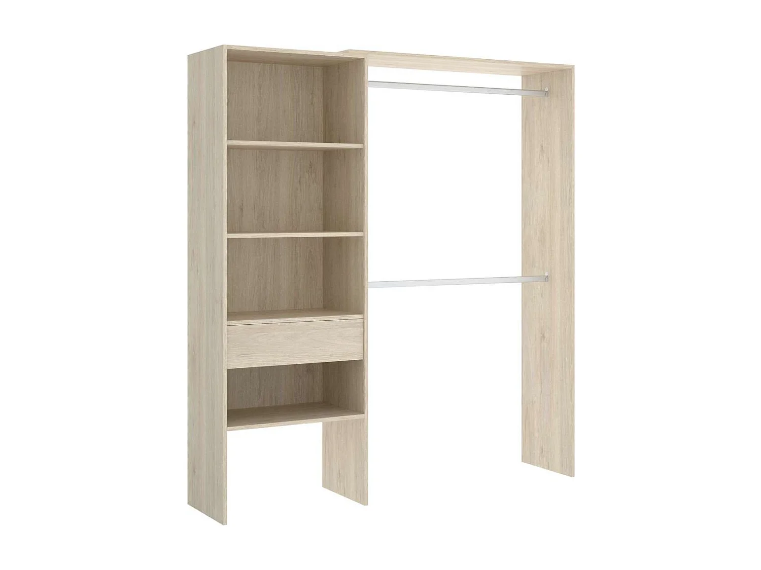 Vestidor Siles para dormitorio 3 baldas y 1 cajon en roble natural 187 cm(alto)160 cm(anch
