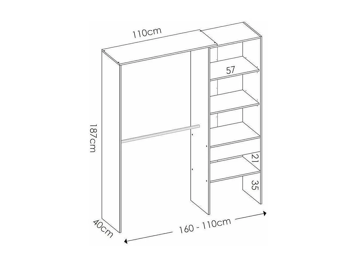 Vestidor Siles para dormitorio 3 baldas y 1 cajon en roble natural 187 cm(alto)160 cm(anch