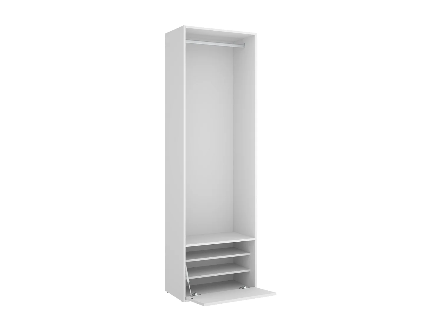 Vestidor Reus con zapatero y trasera reversible en blanco/natural, 205cm(alto) 60cm(ancho)