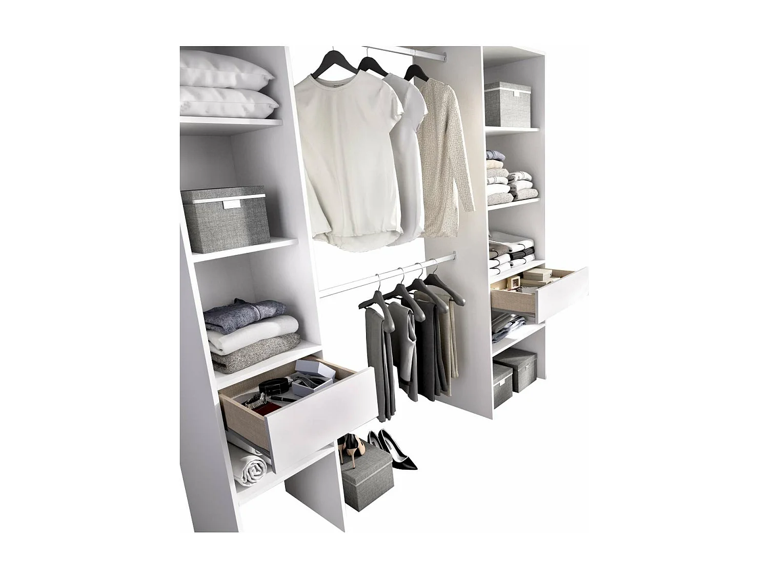 Vestidor Siles para dormitorio con baldas y dos cajones acabado blanco 185 cm(alto)200 cm(