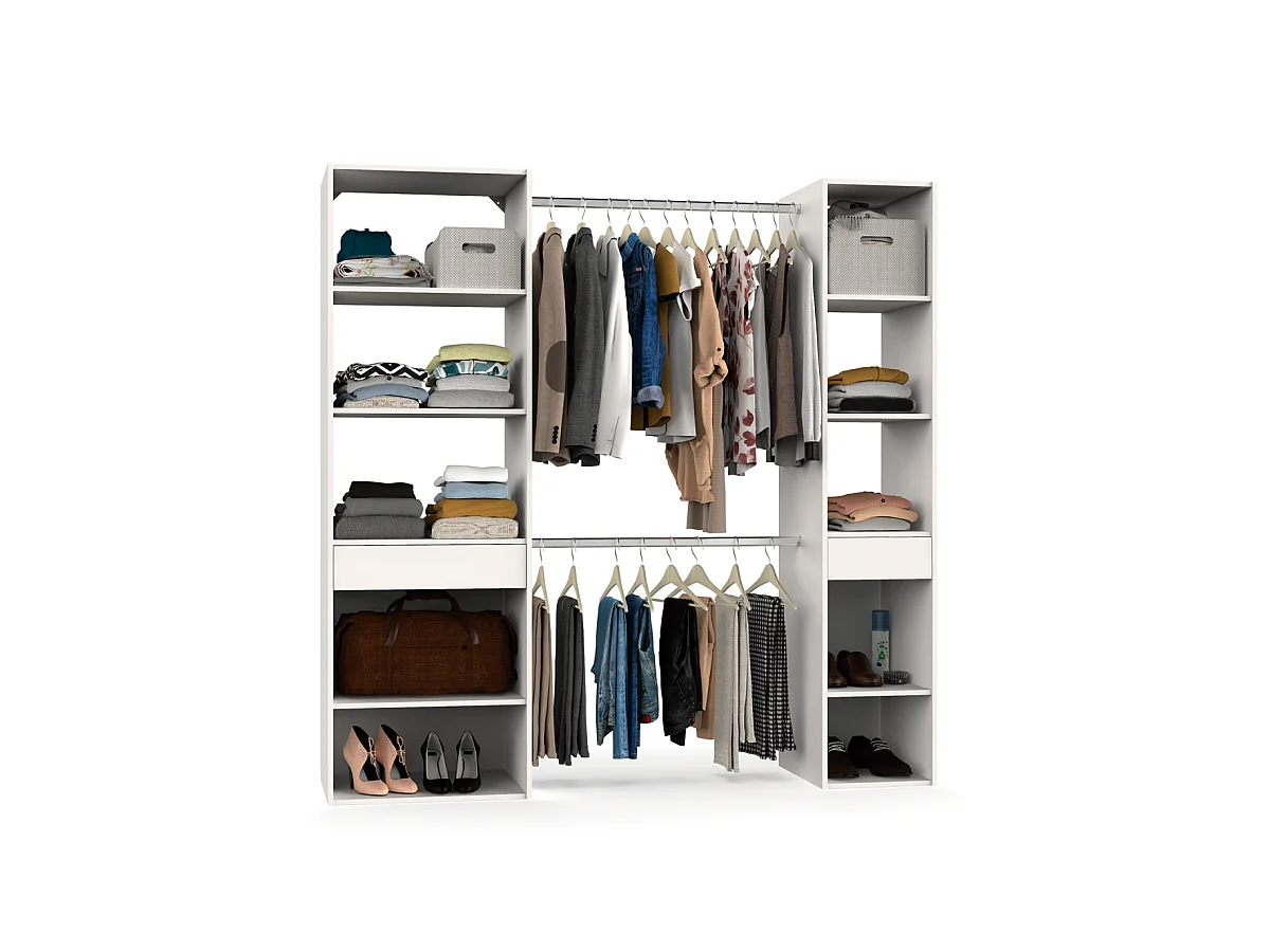 Armario vestidor Cloe acabado blanco 200 CM (ALTO) X 200 CM (ANCHO) X 50 CM (FONDO)