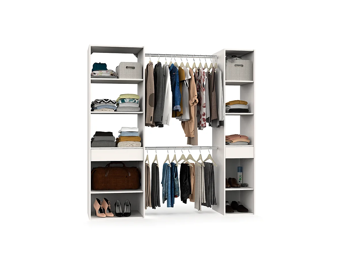 Armario vestidor Cloe acabado blanco 200 CM (ALTO) X 200 CM (ANCHO) X 50 CM (FONDO)