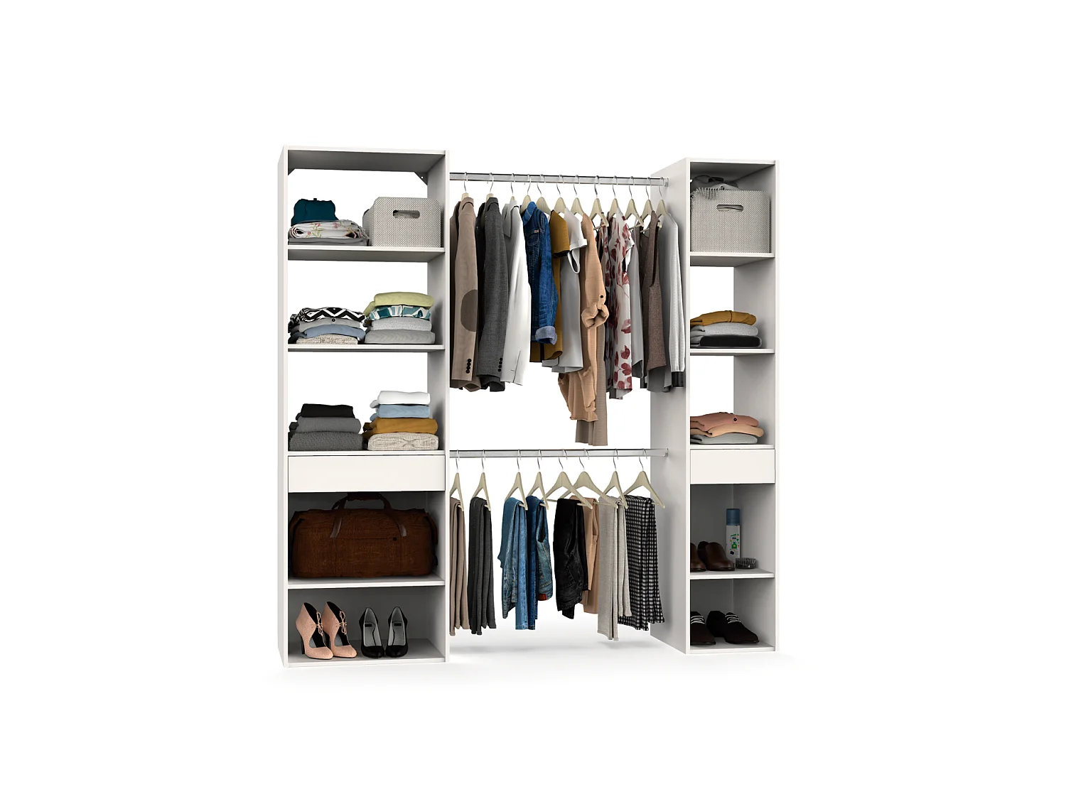 Armario vestidor Cloe acabado blanco 200 CM (ALTO) X 200 CM (ANCHO) X 50 CM (FONDO)