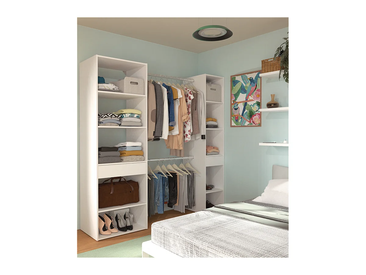 Armario vestidor Cloe acabado blanco 200 CM (ALTO) X 200 CM (ANCHO) X 50 CM (FONDO)