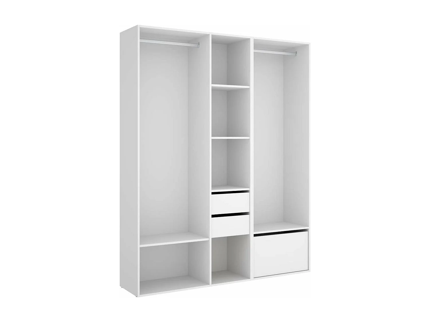 Vestidor Reus 2 cajones, zapatero y trasera reversible en blanco/natural, 205cm(alto) 158c