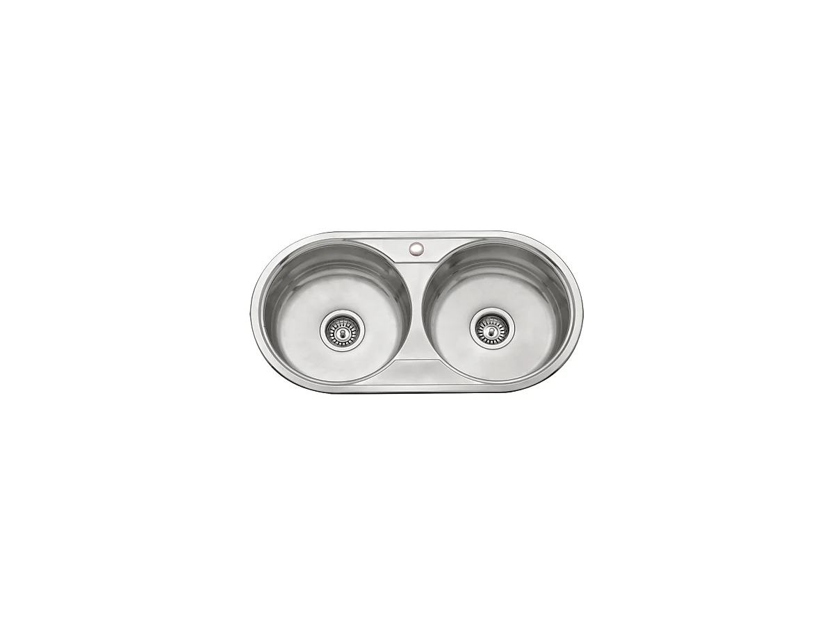 Fregadero de 2 senos en inox sin orificio grifo de8444, 16 cm(alto)84 cm(ancho)44 cm(largo