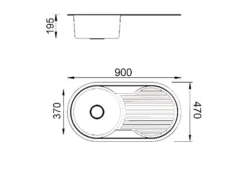 Fregadero con escurridor a la derecha con orificio grifo Catar, 19 cm(alto)90 cm(ancho)47