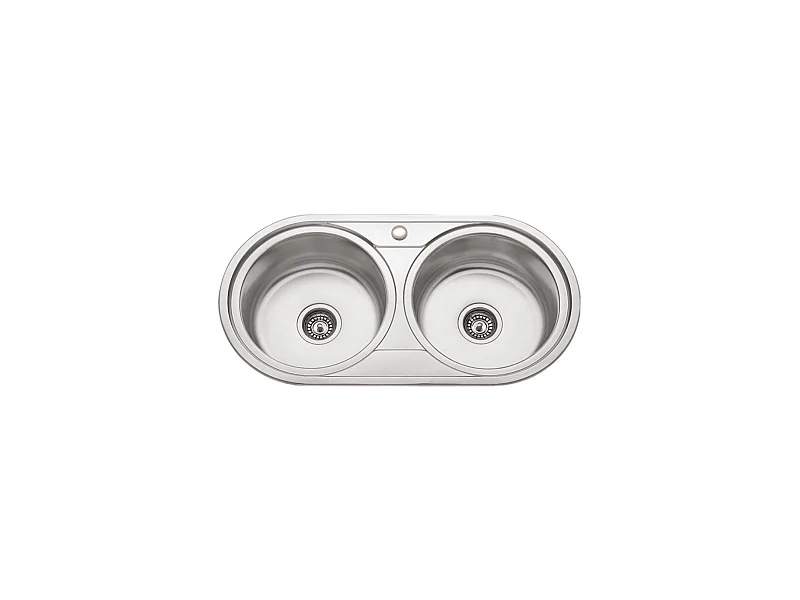 Fregadero de 2 senos en inox con orificio grifo Chipre 19 cm(alto)90 cm(ancho)47 cm(largo)