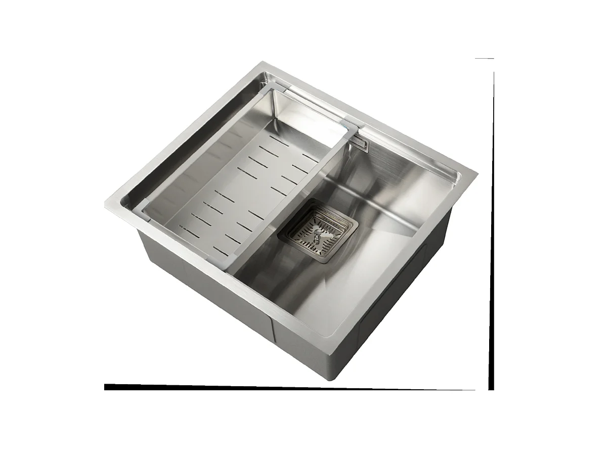 Fregadero de un seno en inox con bandeja Kenia 21,5 cm(alto) 44 cm(ancho) 44 cm(largo)