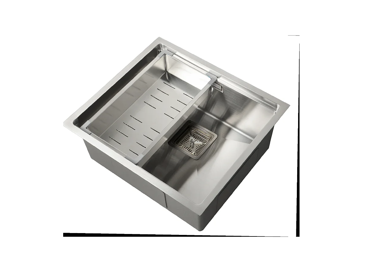 Fregadero de un seno en inox con bandeja Kenia 21,5 cm(alto) 44 cm(ancho) 44 cm(largo)