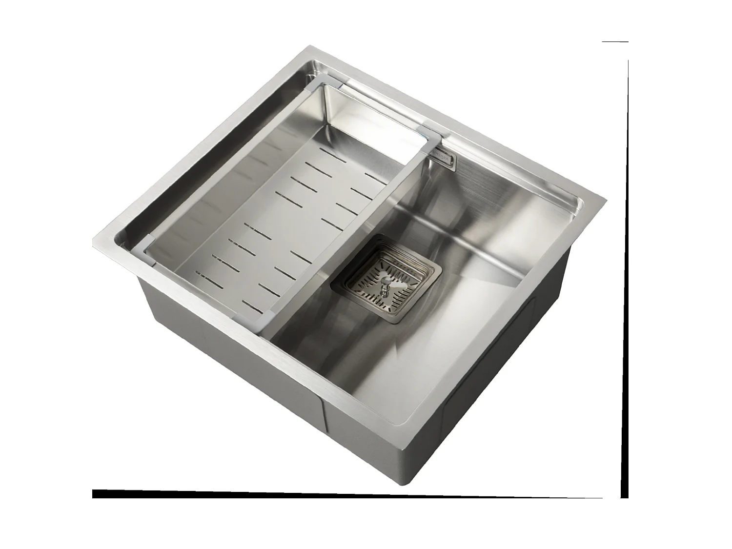 Fregadero de un seno en inox con bandeja Kenia 21,5 cm(alto) 44 cm(ancho) 44 cm(largo)