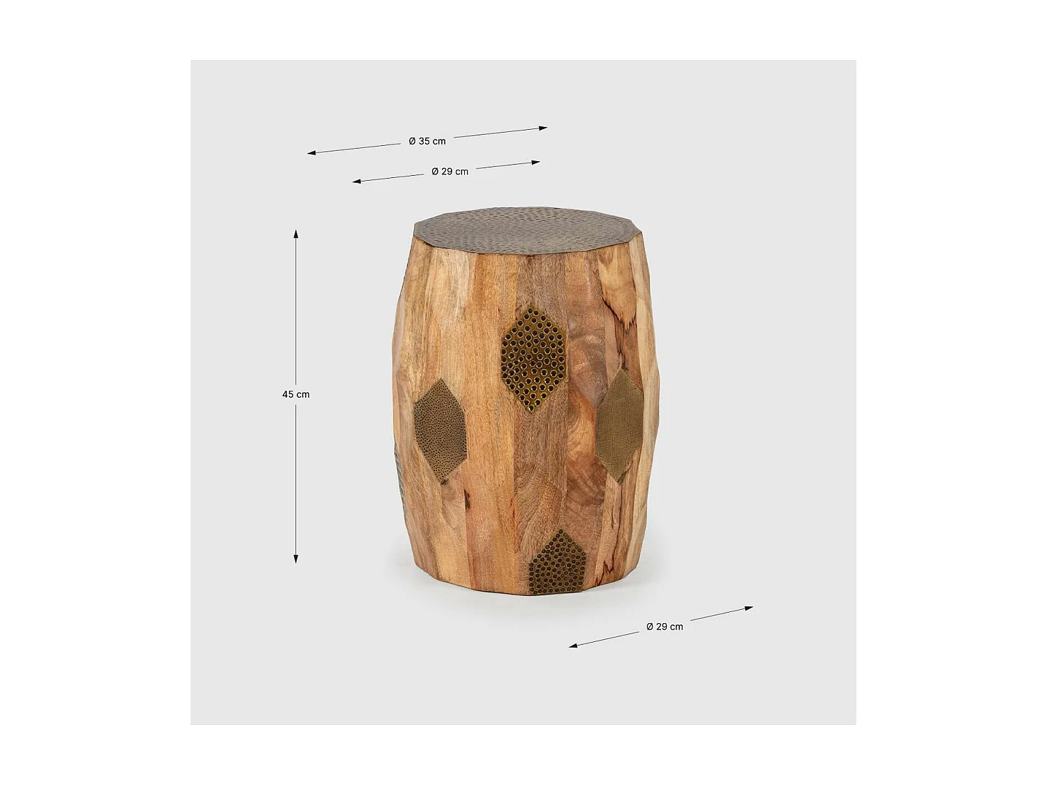 Mesa auxiliar de rincón modelo Fabiola en madera de mango, 46cm(alto) 29cm(ancho) 29cm(fo