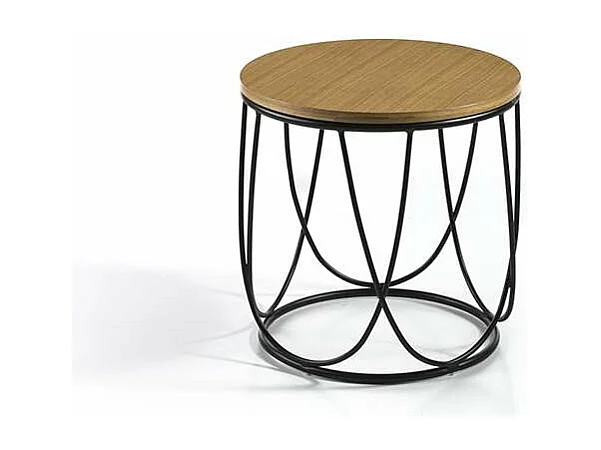 Mesa auxiliar Delia acabado roble, 42cm (diámetro) x 40 cm (alto)