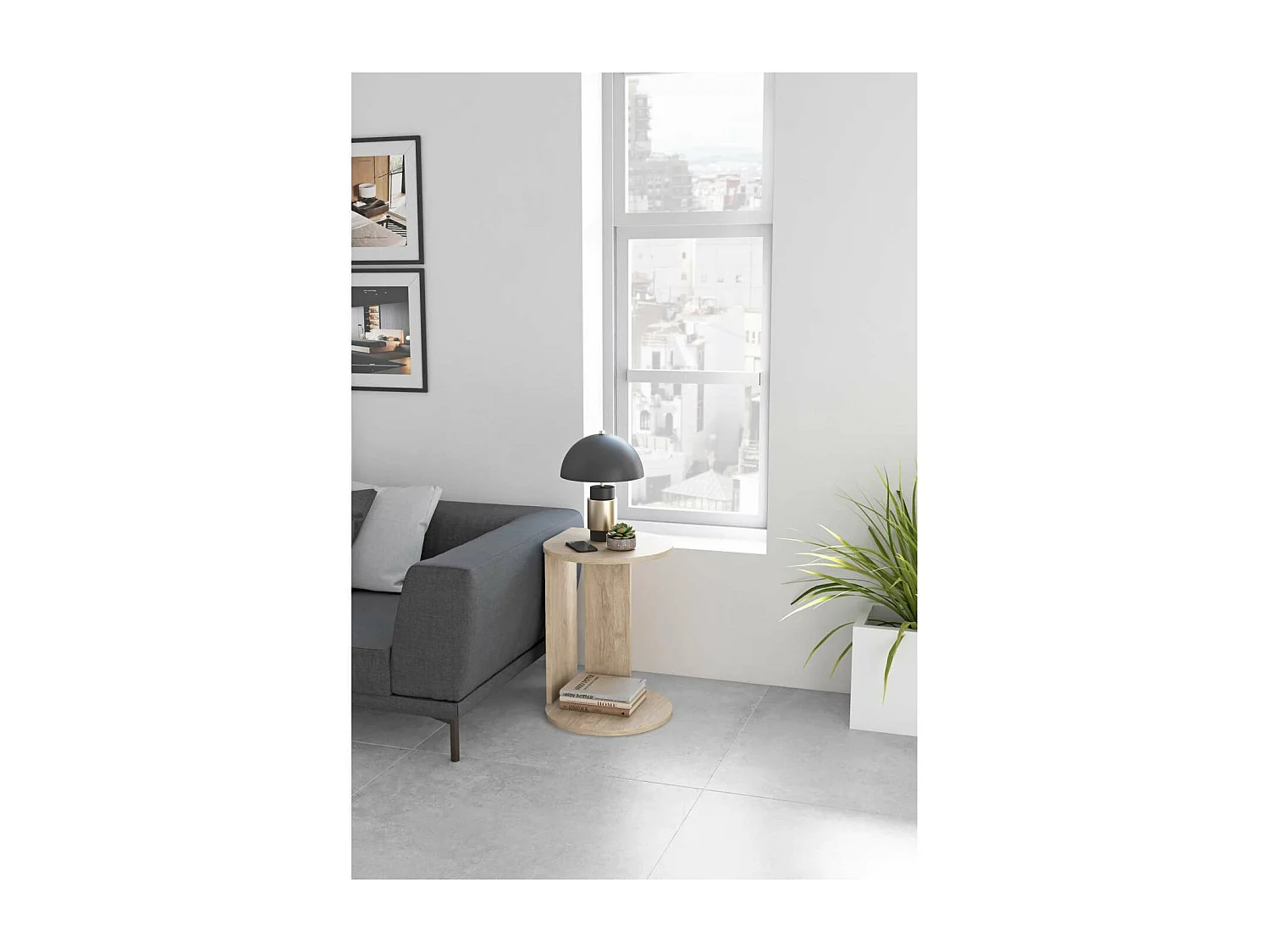 Mesa velador 540 para salón acabado roble claro, 62cm(alto) 46cm(ancho) 55cm(largo)