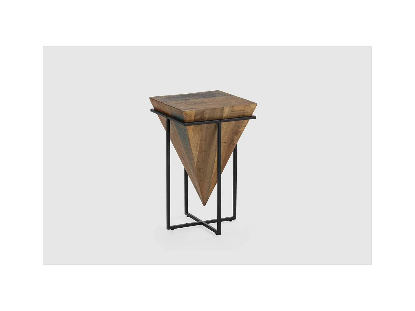 Mesa auxiliar de rincón modelo Avila-68 en madera acabado natural, 68cm(alto) 42cm(ancho)