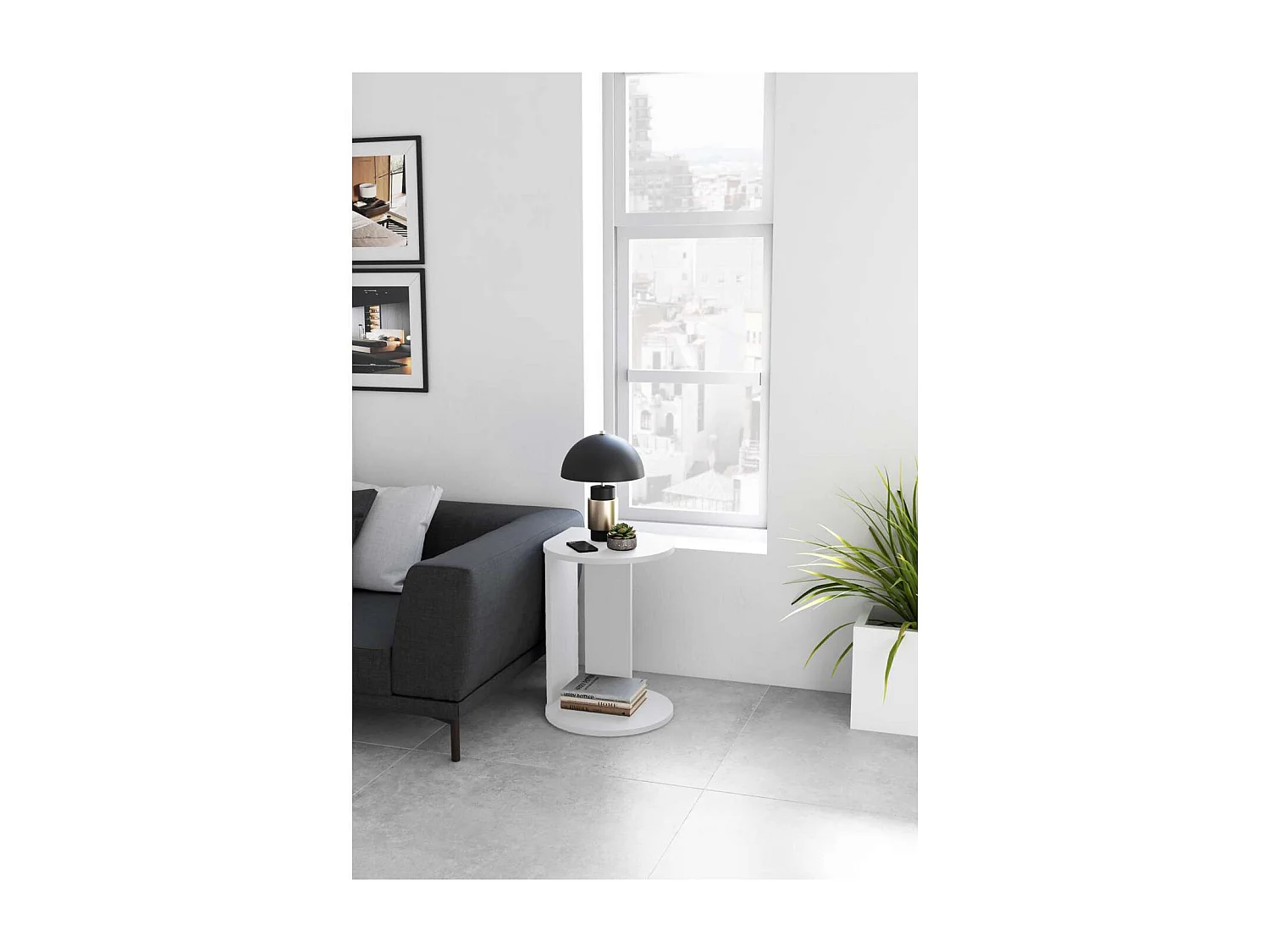 Mesa velador 540 para salón acabado blanco, 62cm(alto) 46cm(ancho) 55cm(largo)