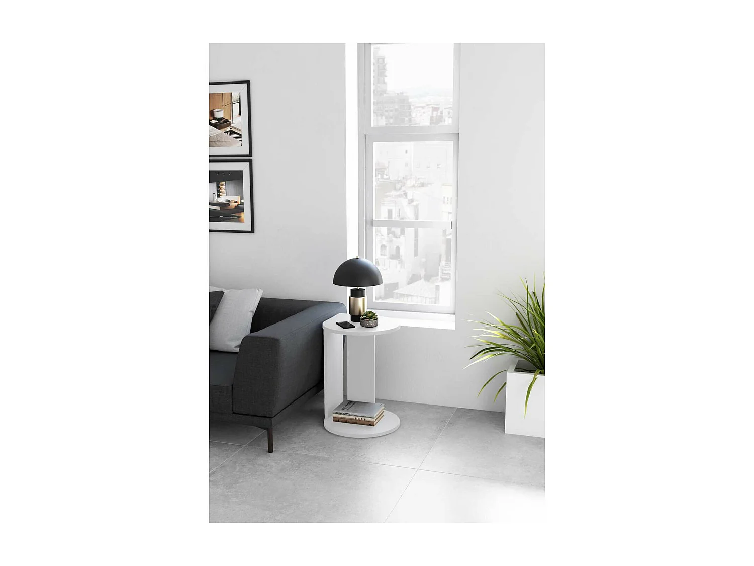 Mesa velador 540 para salón acabado blanco, 62cm(alto) 46cm(ancho) 55cm(largo)