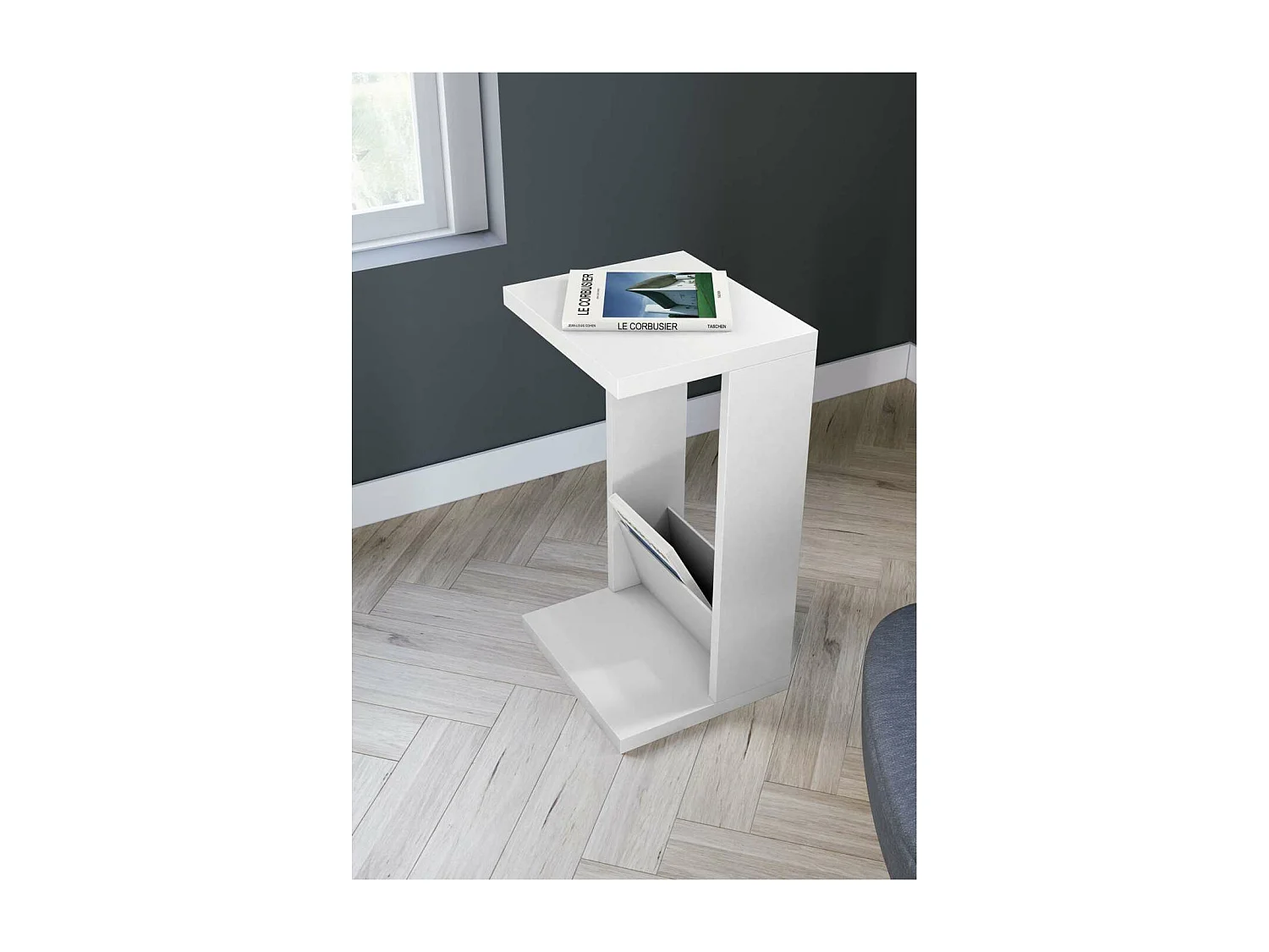 Mesa velador 553 para salón acabado blanco, 71 cm(alto)40 cm(ancho)35 cm(largo)