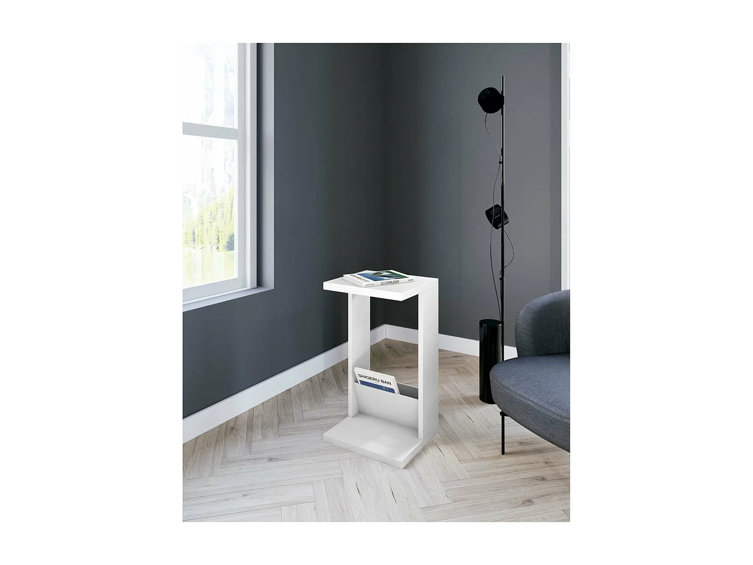 Mesa velador 553 para salón acabado blanco, 71 cm(alto)40 cm(ancho)35 cm(largo)